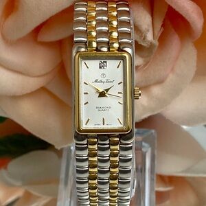 Vintage Mathey Tissot Diamond Accented Dial Two-Tone Dress Watch